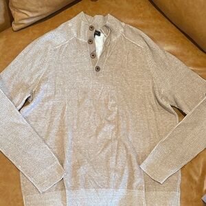 Express Men's Tan Sweater - Buttoned top - Size Extra Large